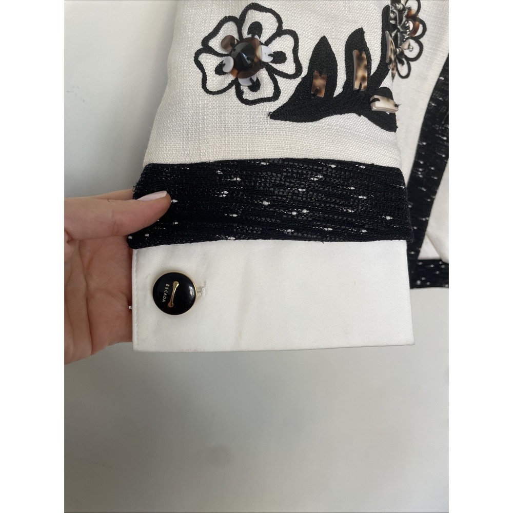 Escada cropped blazer Ivory black beaded size 36 - Picture 2 of 9